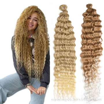 Blonde Pink Brown Customs Size Synthetic Long Curly Braiding Hair Water Wave Crochet Wavy Braiding Hair For RU